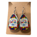 Sublimated Teardrop earrings " autism awareness"