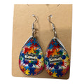 Sublimated Teardrop earrings " autism awareness"