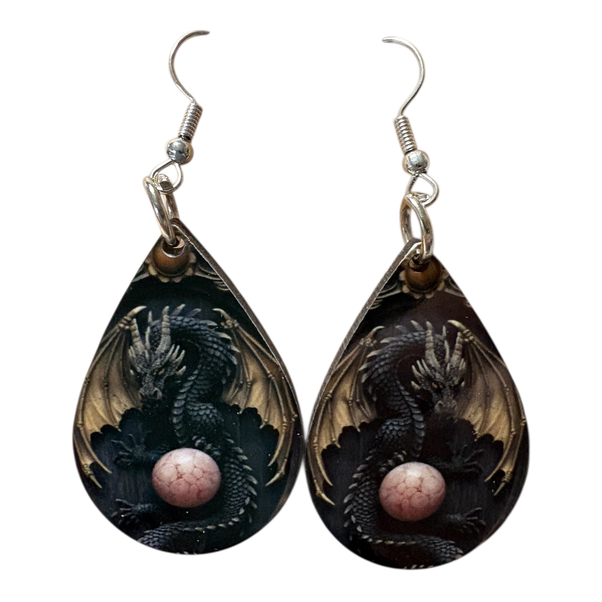 Beautiful Sublimation crafted designed teardrop earrings " dragons"