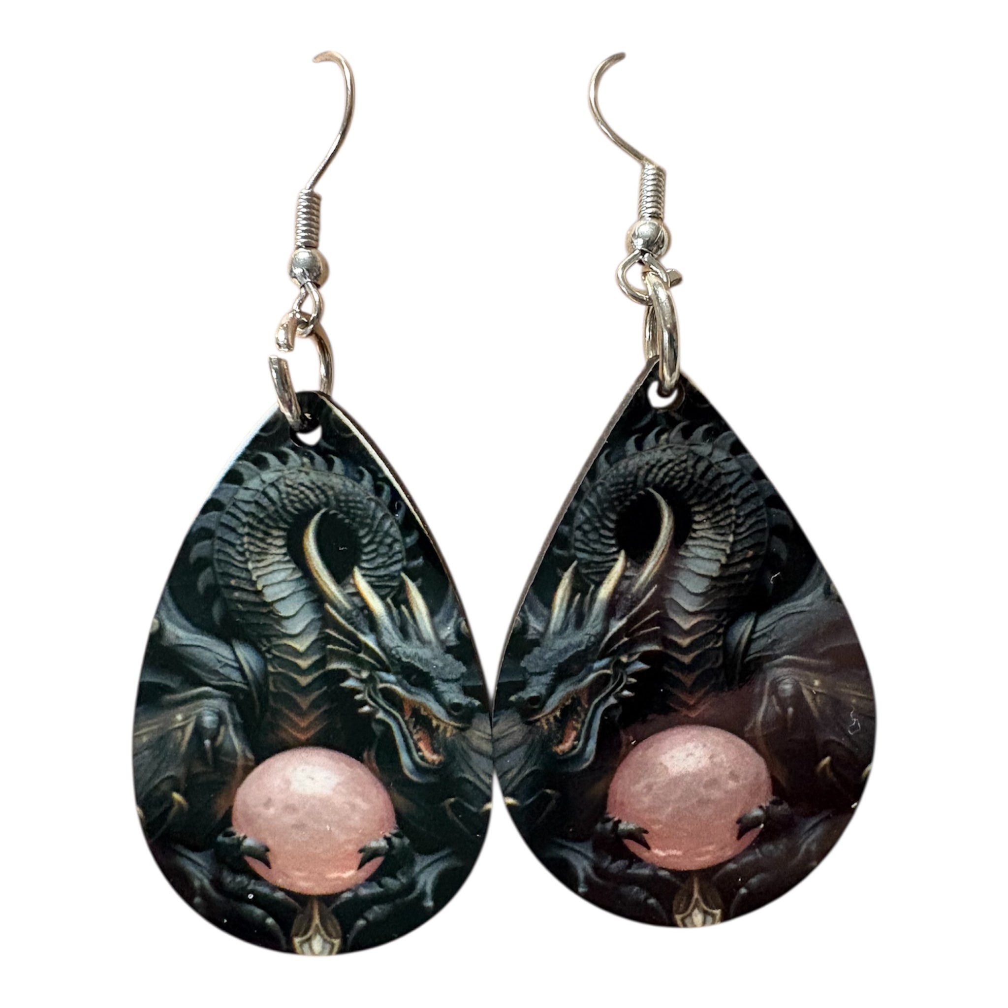 Beautiful Sublimation crafted designed teardrop earrings " dragons"